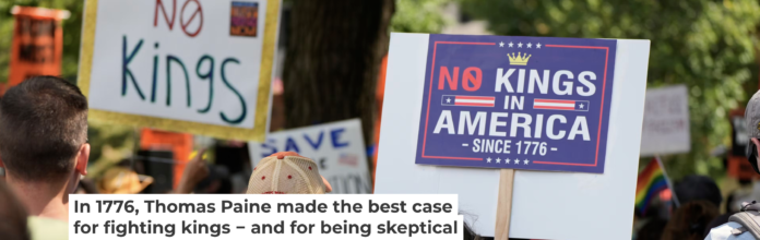 Were these protesters in Washington, D.C., on Aug. 16, 2025, inspired by Thomas Paine? Alex Brandon/AP